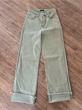 Silver Jeans Highly Desirable High Rise Trouser Leg Green Jeans with cuff, Sz 26
